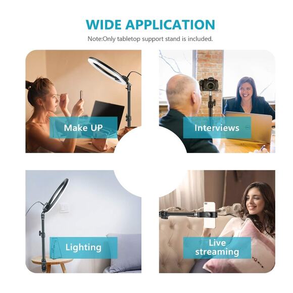 Tabletop Light/Clip Stand w/ 1/4 inch Screw for Ring Light 12.5-20.6 inches - Picture 7 of 12